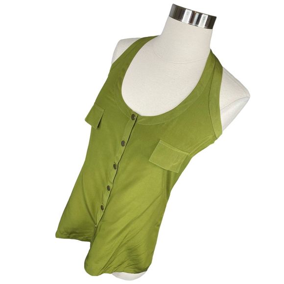 LAmade Green & Gray Silk Halter Top - Size Medium - Picture 3 of 6